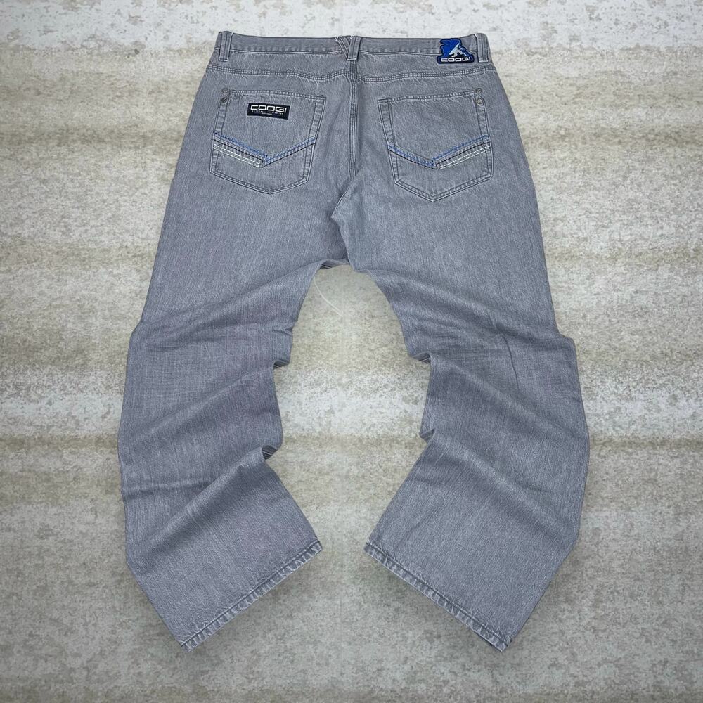 Vintage Y2K Coogi Skater Wide Leg Jeans 40x35 Baggy Smoke Grey Wash Denim Rap